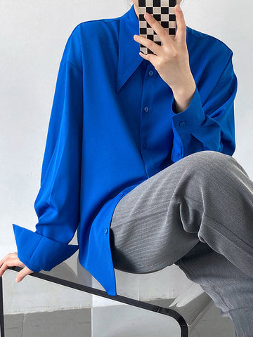 Blusa elegante de manga larga en tres colores lisos 