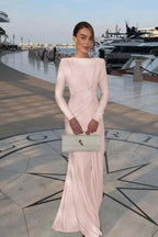 Elegant Long Sleeves Mermaid Long Prom Dress With Pleated