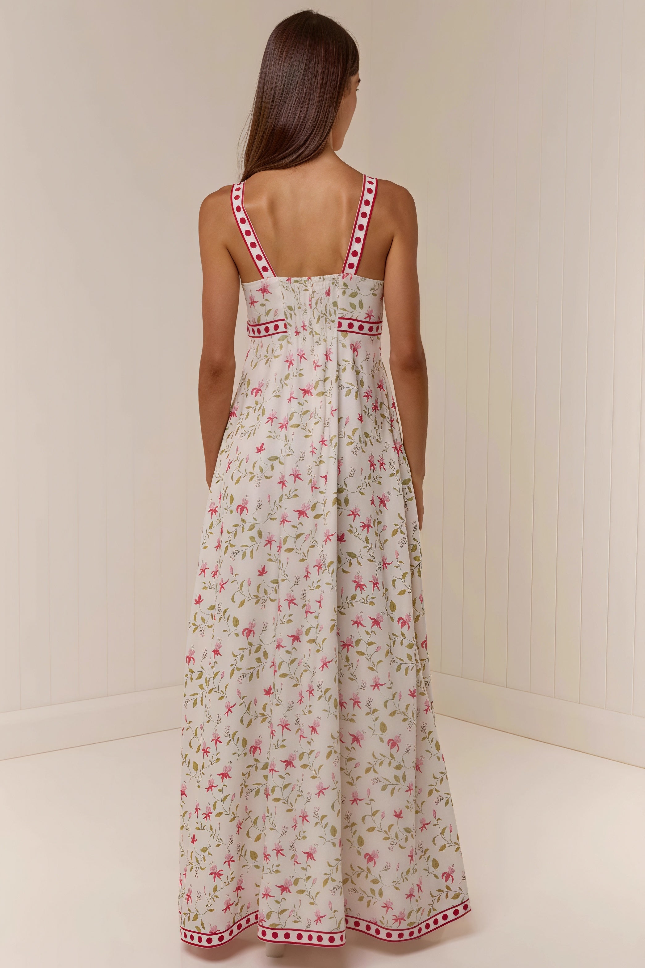 Casual Linen Print Spaghetti Strap Summer Maxi Dress