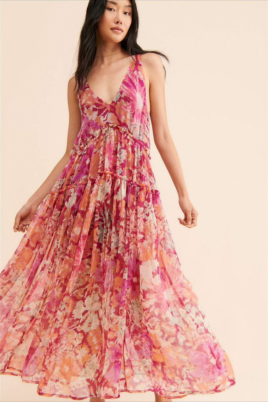 Boho Sleeveless Floral Print Maxi Dress