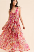 Boho Sleeveless Floral Print Maxi Dress