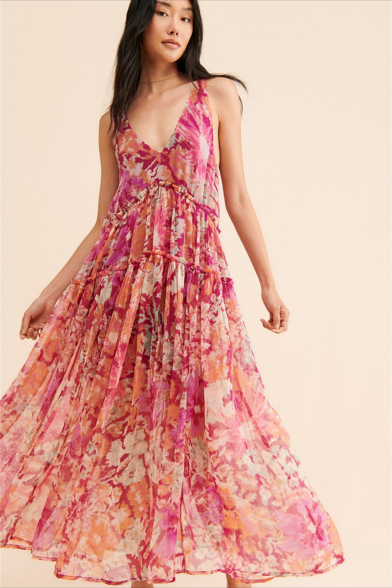 Boho Sleeveless Floral Print Maxi Dress