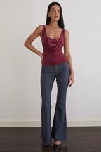 Chic Solid Slim U Neck Sequin Cami Top