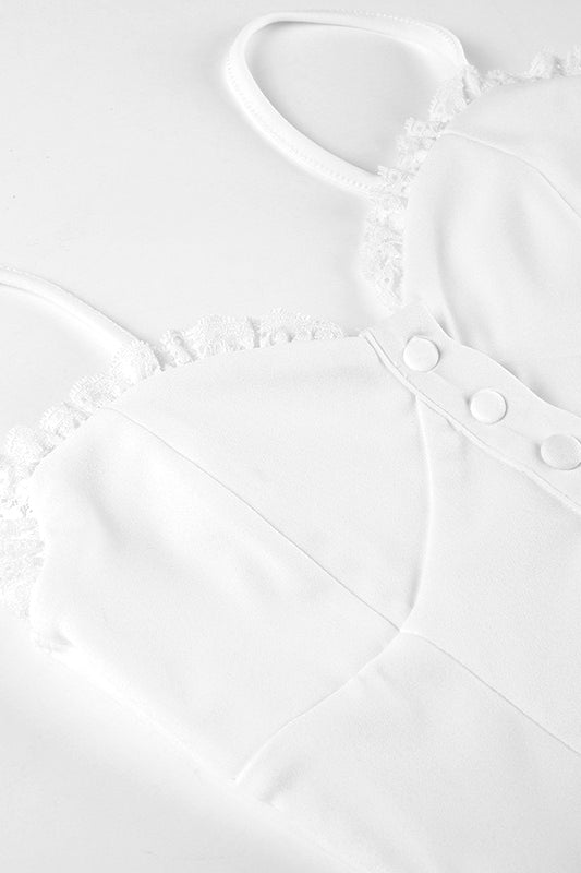 Solid Lace Patch Button Cami Top