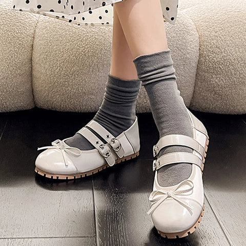 Flats Bow Ballet Dance Shoes Casual Shallow Women Sandals 2024 Fashion Autumn New Fashion Shoes Walking Female Cozy Dress Shoes