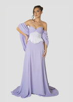 Elegant tube top Backless Lavender and Pearls Beaded Set Prom Dresses