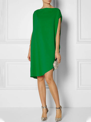 Sommerliches, urbanes, einfarbiges, kurzärmliges Minikleid 