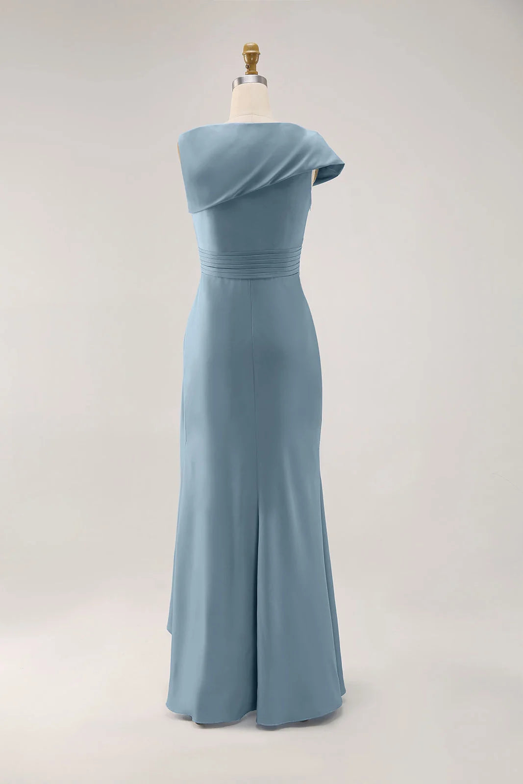 Elegant Party Dress Blue Ruched V Neck Maxi Dress Prom Dresses