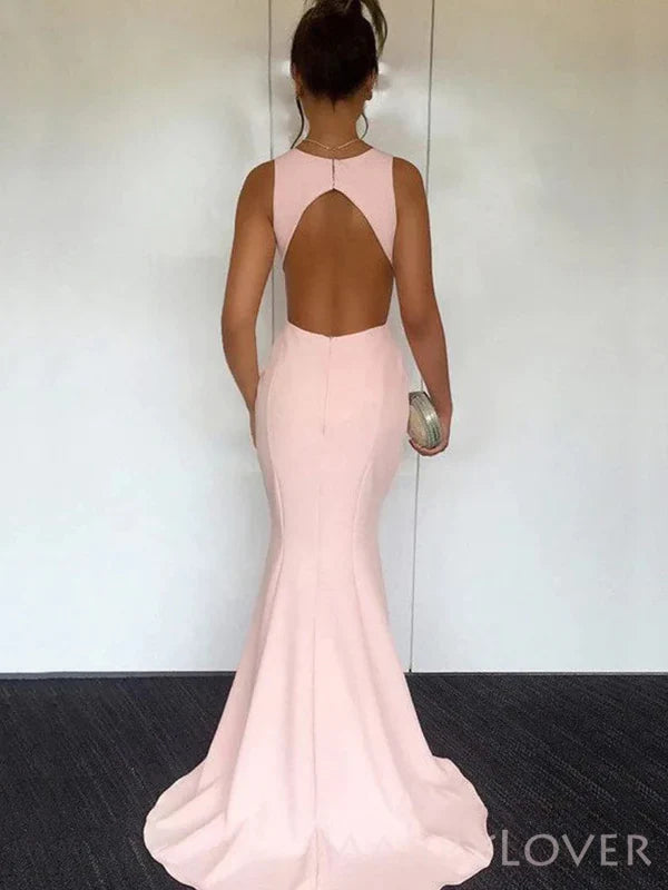 Mermaid Backless Sleeveless Long Evening Prom Dresses