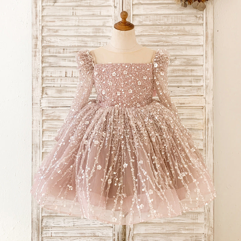 Vestido de primera comunión para niña, vestido de princesa para desfile de cumpleaños de niña pequeña 