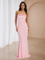 Elegant Strapless Candy Pleats Sweep Train Wedding Guest Dress Prom Dress