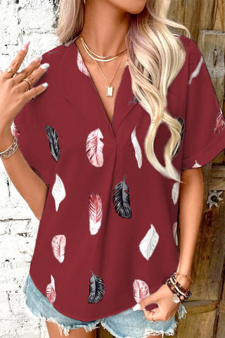 Tops casuales con cuello vuelto y estampado de patchwork 