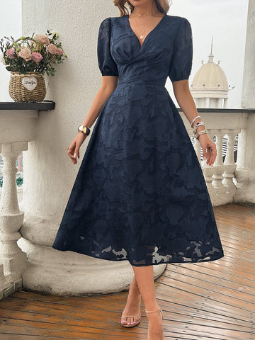 Vestido midi de manga corta abullonada Theadora 