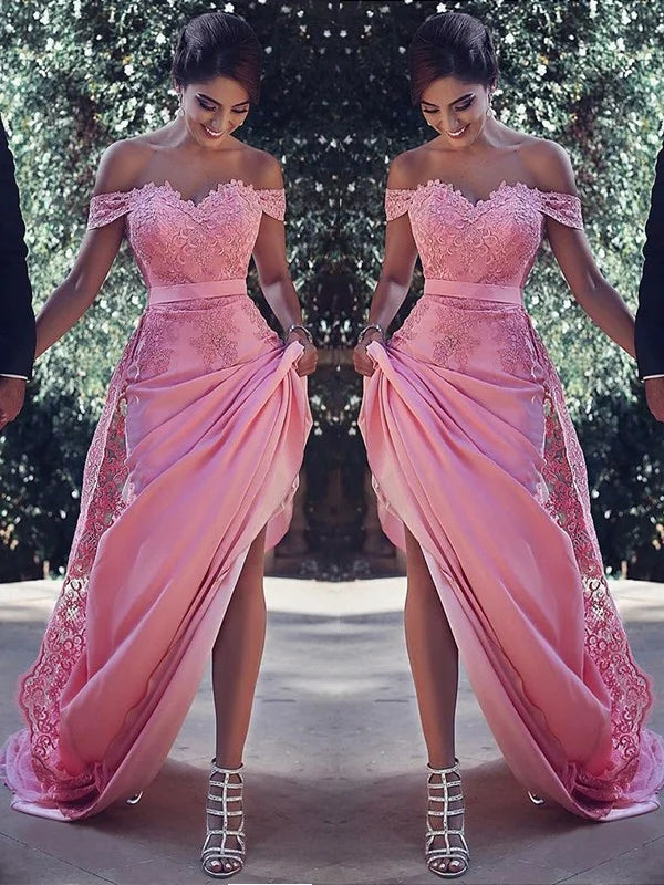 Elegantes schulterfreies Ballkleid mit Applikationen