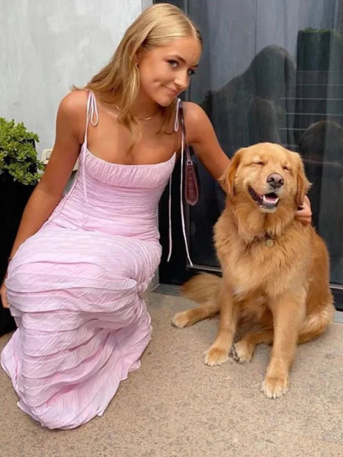 Sencillo vestido de noche de sirena sin mangas con tirantes finos y hasta el suelo