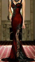 Vintage  Spaghetti Straps Mermaid Lace Evening Prom Dresses