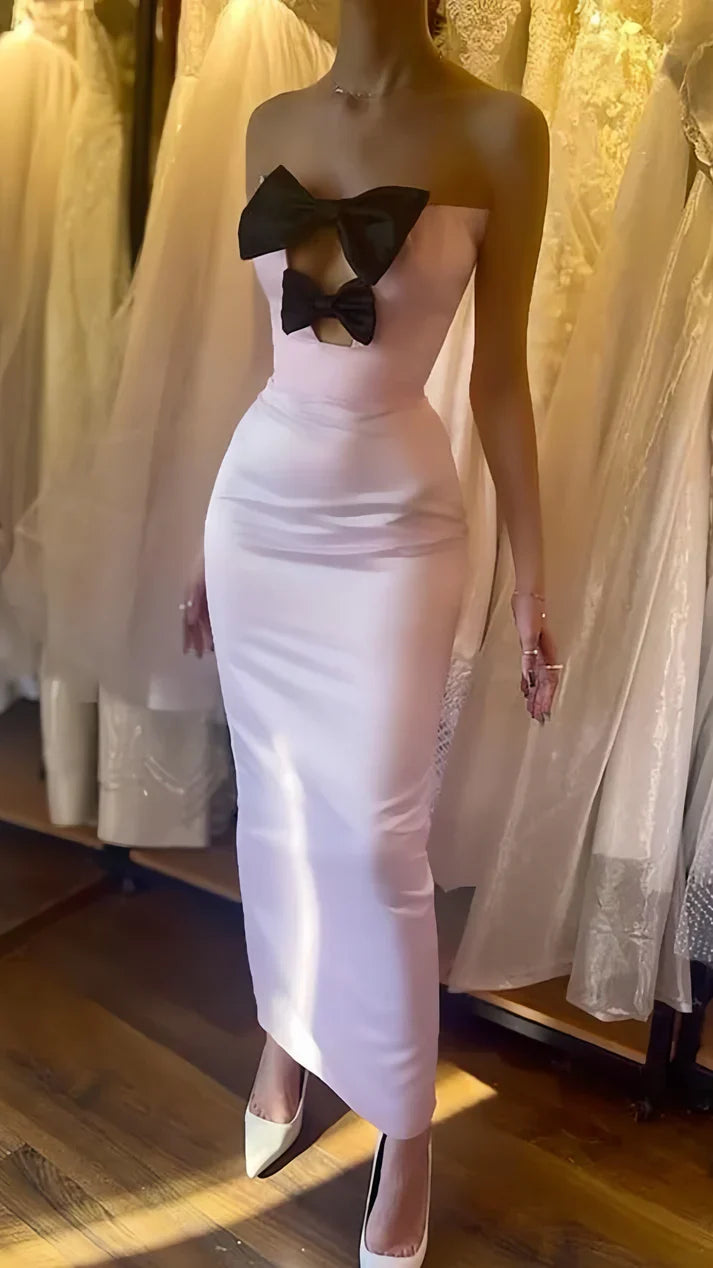 Light Pink Bodycon Homecoming Dresses Strapless Sexy Party Prom Dress