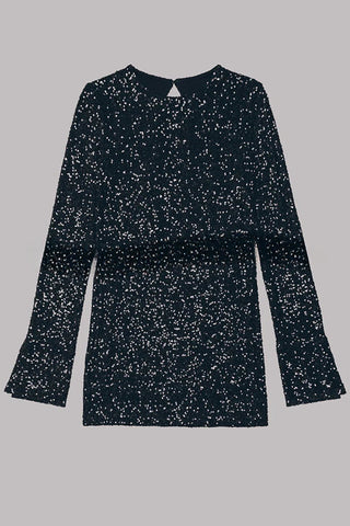 Flash Focus – Minikleid mit Pailletten, extralangen Schlitzärmeln und offenem Rücken 