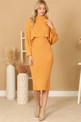 Conjunto de vestido suéter mostaza "A Pursuit" 