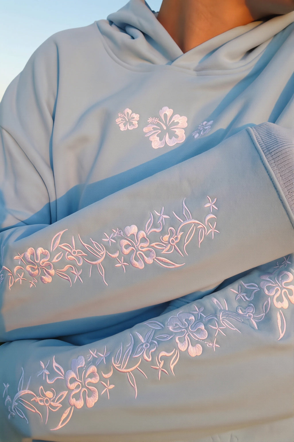 Floral Embroidered Loose Pullover Hoodie