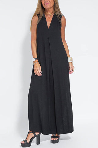 Vestido largo Meridress sin mangas con escote en V y abertura lateral