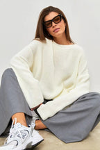 Solid Knit Crewneck Pullover Sweater