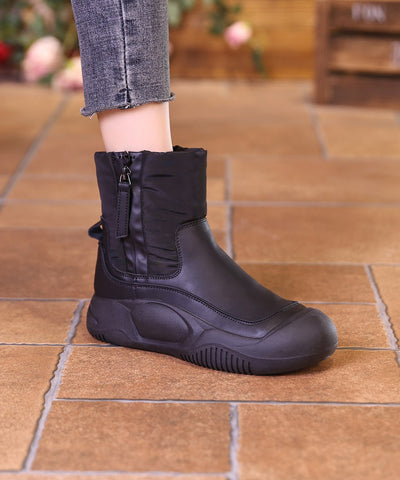 Graue, schicke Spleißstiefel mit Reißverschluss und flauschigem Wollfutter 