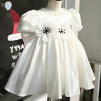 Vestido blanco con lazo grande para niña, vestido de primera comunión para niña pequeña 