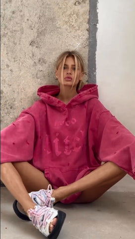 Celestia Printed Hoodie Lazy Loose Pocket Coat