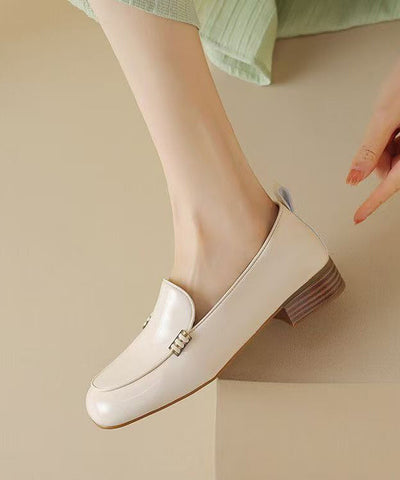 Stilvolle Splicing Chunky Loafer Schuhe Rotes Schaffell 