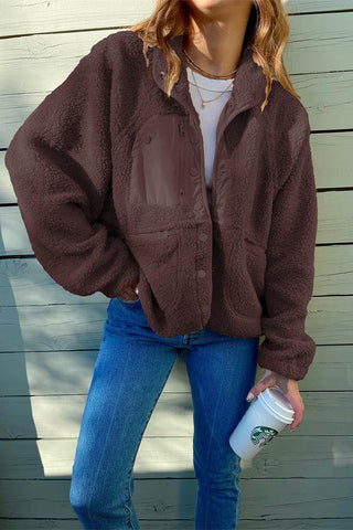 Lässige Oberbekleidung mit einfarbigem Patchwork-Muster und Mandarinkragen (6 Farben) 