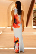 Floral Print Sleeveless Bodycon Mermaid Maxi Dress