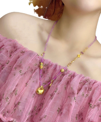 Feine lila antike Gold Tropf Glasur Pullover Anhänger Halskette 