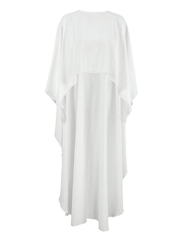 Capelet High-Low See-Through Solid Color Round-Neck Blouses&Shirts Tops