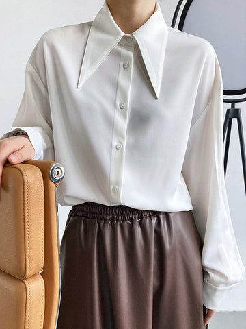 Blusa elegante de manga larga en tres colores lisos 