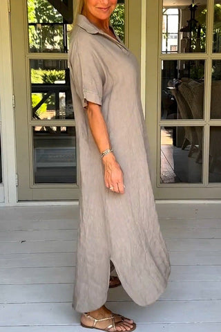 Vestido midi elegante, liso y de media manga 