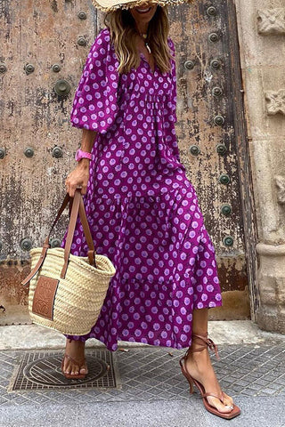 Vestido midi escalonado con mangas abullonadas de Fabulous Time 