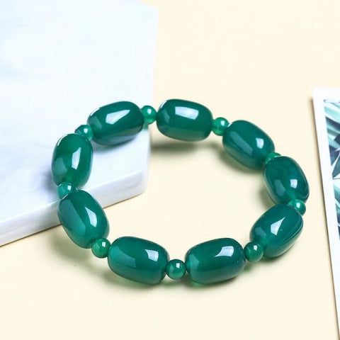 Natural Agates Barrel Shape Bangle Bracelet For Women