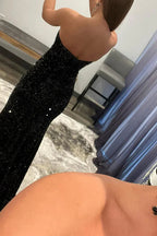 Mermaid Royal Sequin Strapless Prom Dress