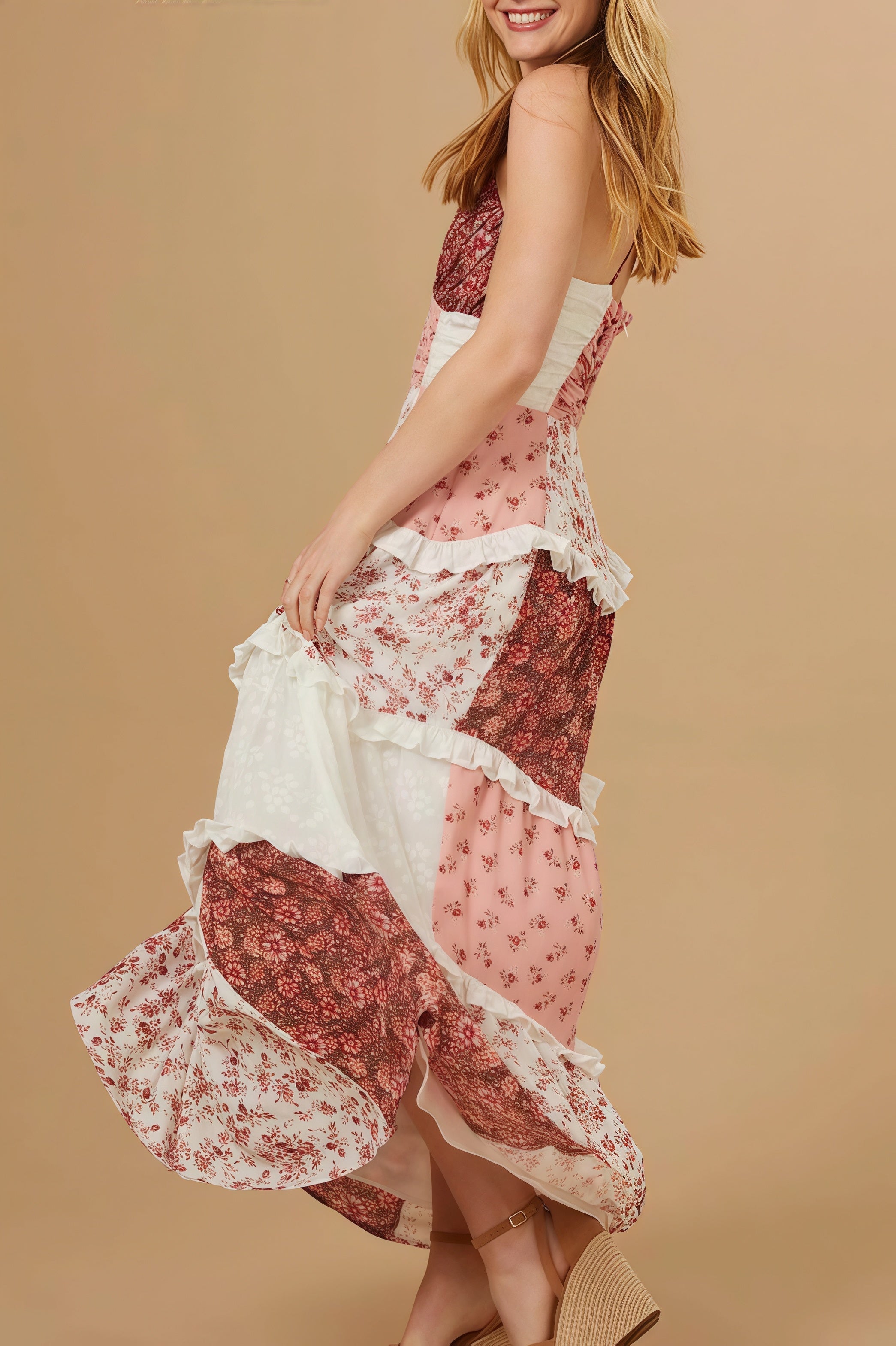 Vacation Floral Cami Lace Maxi Dress
