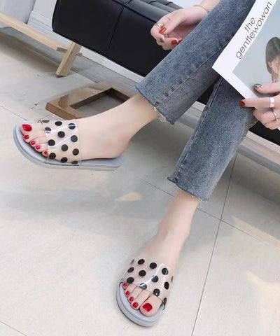 Bequeme schwarze Splicing Hausschuhe Schuhe Peep Toe