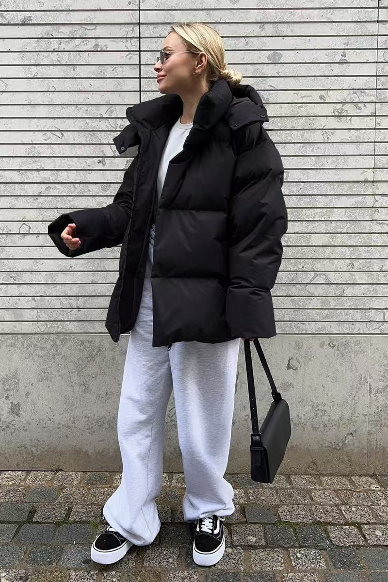Heavy Duty Zipped Hooded Puffer Jacket