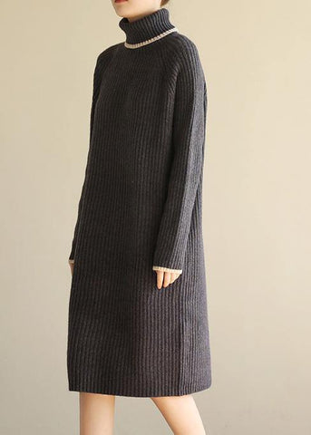 Oversized black gray Sweater outfits Refashion Largo high lapel collar sweater dress