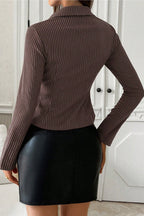Collared Flared Sleeve Button Front Shirt Blouse