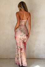 Elegant Lace Chiffon Floral Cami Maxi Dress