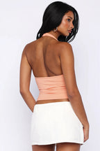 Printed Halter Cropped Tank Top