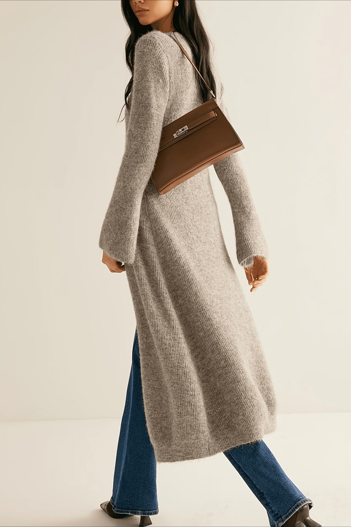 French Retro Elegant Long-Sleeve Mid-Length Knit Cardigan