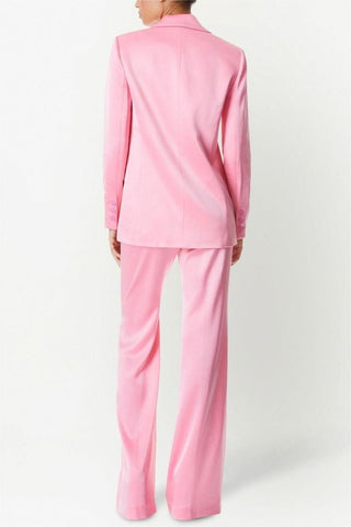 Satin Solid Blazer & High Waist Pants Set