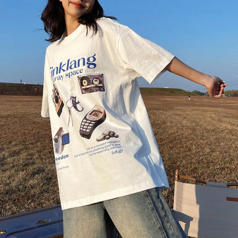 Camiseta Harajuku de algodón retro de los 90 