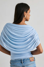 Solid Sheer Ruffle Scarf Neck Blouse